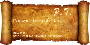Pascus Tonuzóba névjegykártya